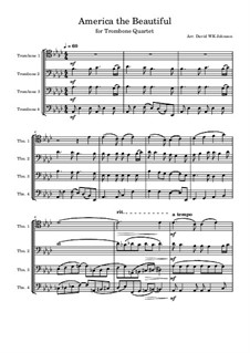 America, The Beautiful: For trombone quartet by Samuel Augustus Ward
