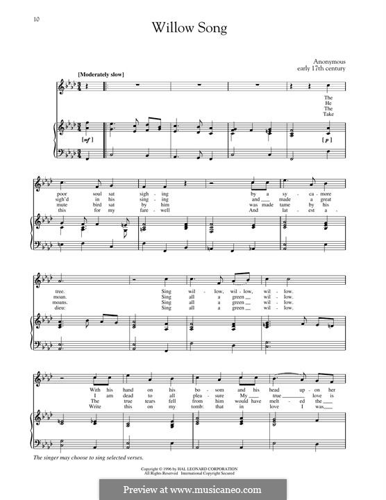 The Willow Song: High Voice by Unknown (works before 1850)