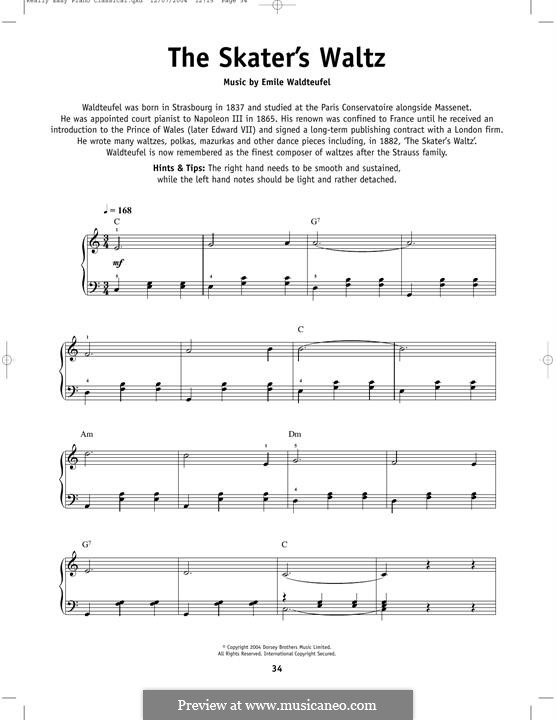 The Skaters Waltz: For piano by Émile Waldteufel