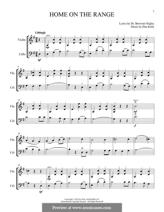 Home on the Range: For violin and cello by Daniel E. Kelley