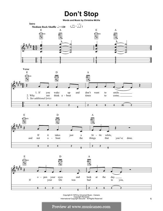Don't Stop (Fleetwood Mac): For mandolin by Christine McVie