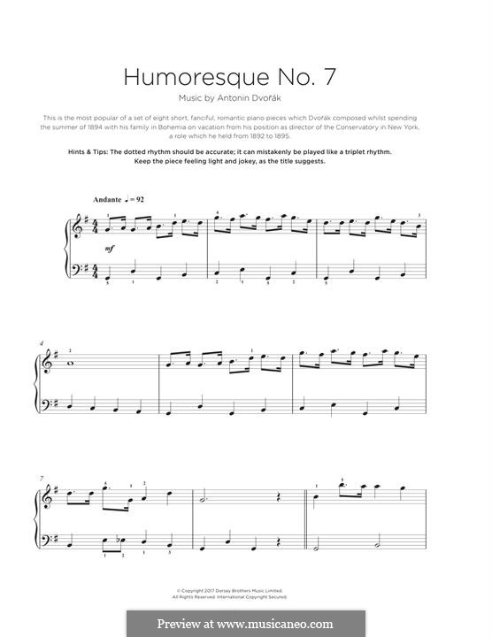 No.7 in G Flat Major (Printable scores): For piano by Antonín Dvořák