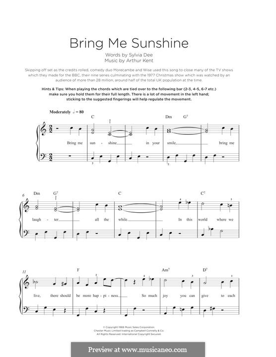 Bring Me Sunshine: For piano by Arthur Kent