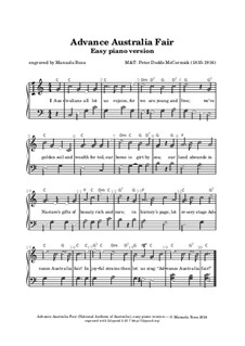 Advance Australia Fair (Australian National Anthem): Easy piano version by Peter McCormick