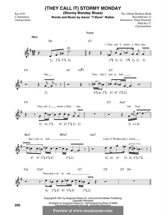 (They Call It) Stormy Monday (Stormy Monday Blues): For harmonica by T-Bone Walker