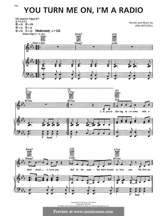 You Turn Me on I'm a Radio: For voice and piano (or guitar) by Joni Mitchell