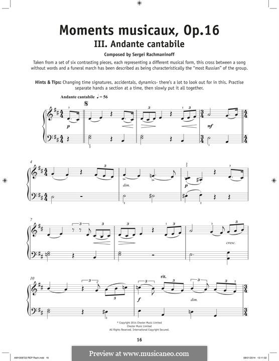 Six Moments Musicaux, Op.16: No.3 by Sergei Rachmaninoff