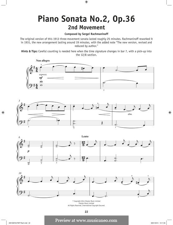 Piano Sonata No.2 in B Flat Minor, Op.36: Movement II (Fragment) by Sergei Rachmaninoff