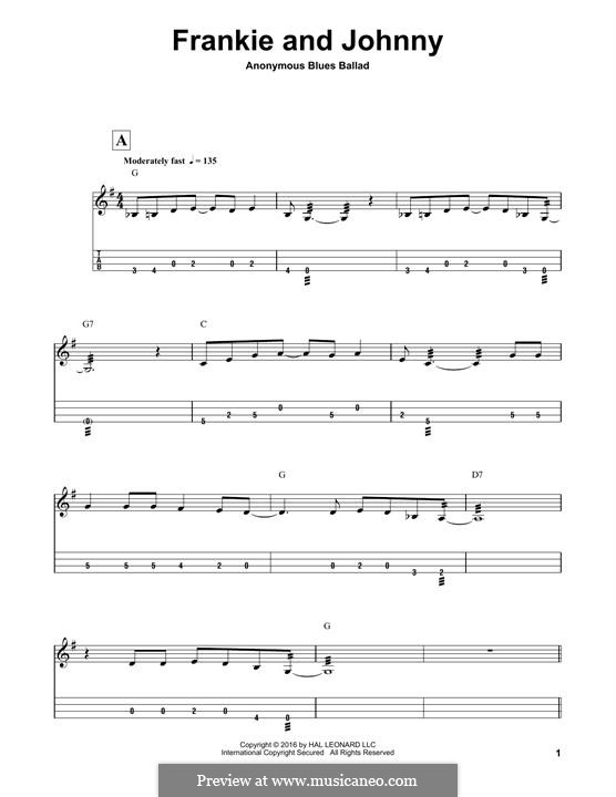Frankie and Johnny: For mandolin by folklore