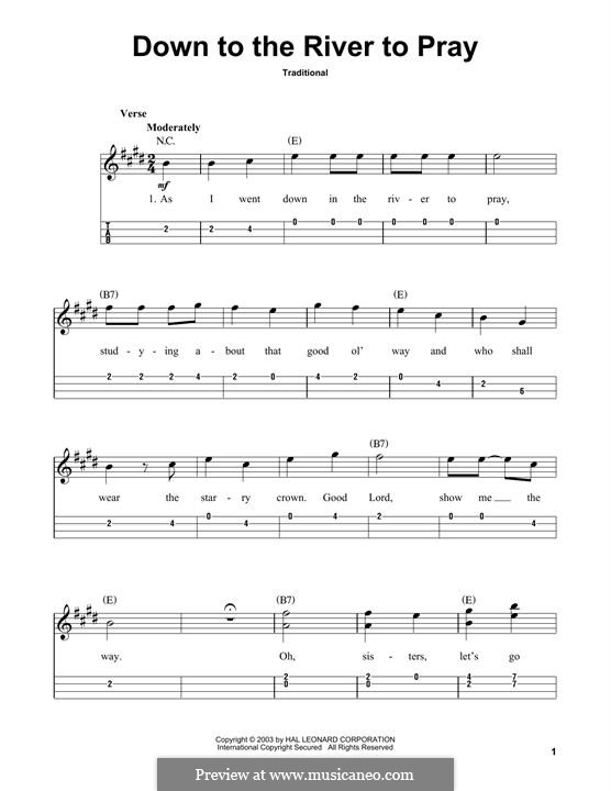 Down to the River to Pray: For mandolin by folklore