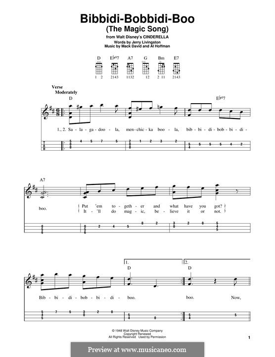 Bibbidi-Bobbidi-Boo (The Magic Song): For mandolin by Al Hoffman, Mack David
