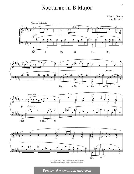Nocturnes, Op.32: No.1 in B Major by Frédéric Chopin