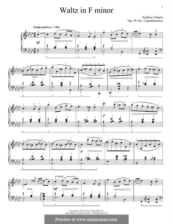 Waltzes, Op. posth.70: No.2 in F Minor by Frédéric Chopin