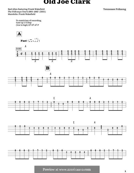 Old Joe Clark: For mandolin by folklore