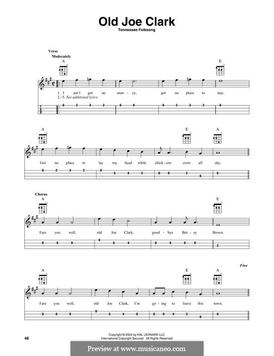 Old Joe Clark: For mandolin by folklore
