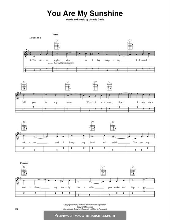You are My Sunshine: For mandolin by Jimmie Davis