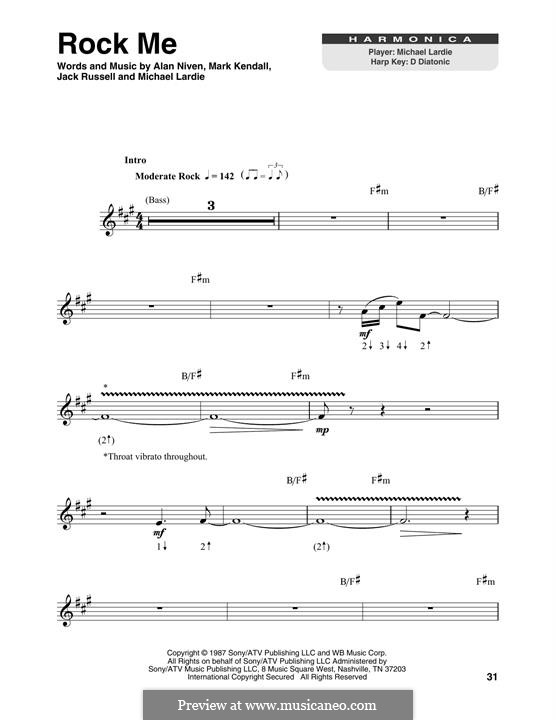 Rock Me (Great White): For harmonica by Alan Niven, Jack Russell, Mark Kendall, Michael Lardie
