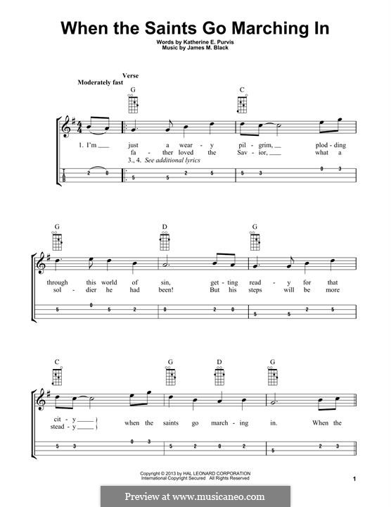 When the Saints Go Marching In: For mandolin by James Milton Black