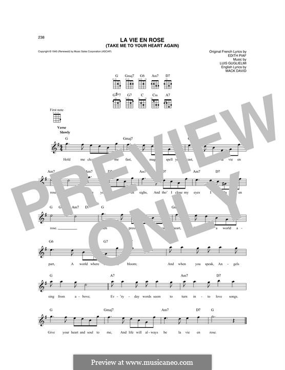 Take Me to Your Heart Again (La Vie en Rose): For mandolin by R. S. Louiguy