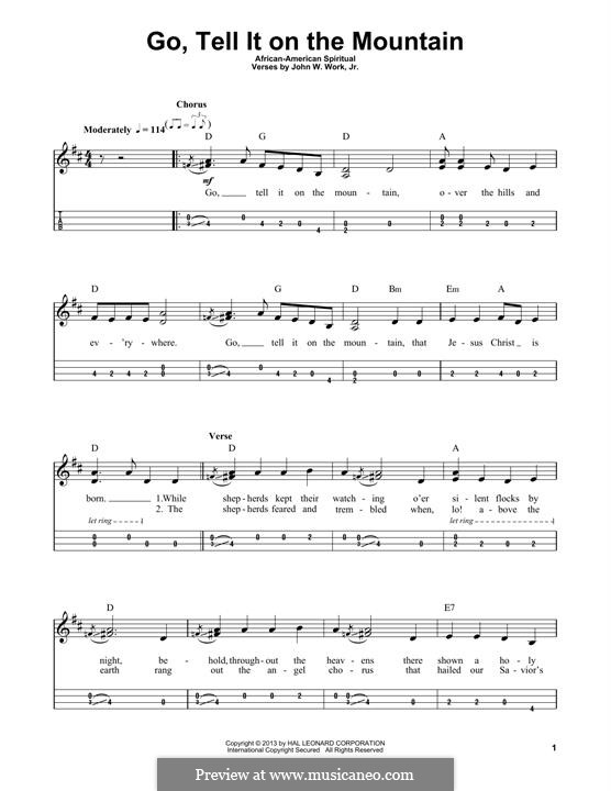 Go, Tell it on the Mountain (Printable Scores): For mandolin by folklore