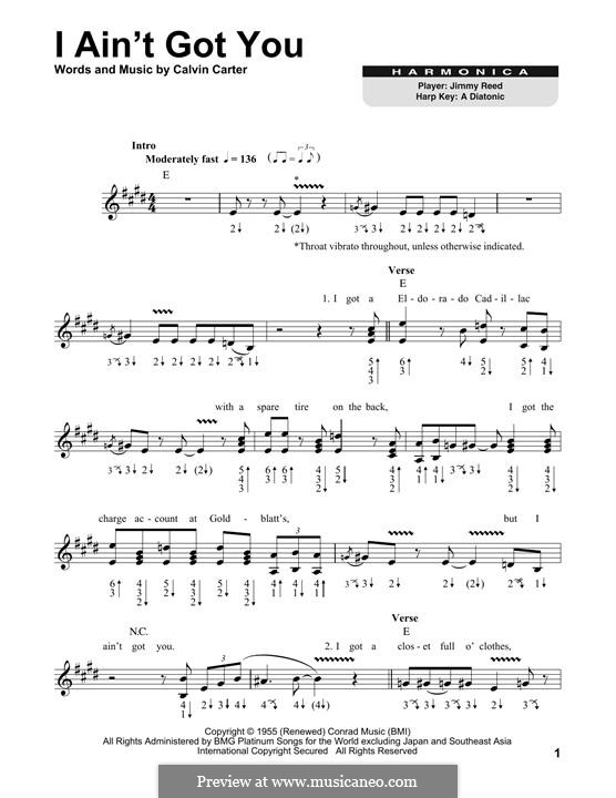 I ain't Got You: For harmonica by Calvin Carter