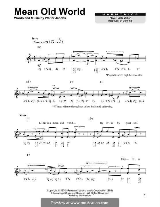 Mean Old World: For harmonica by Walter Jacobs