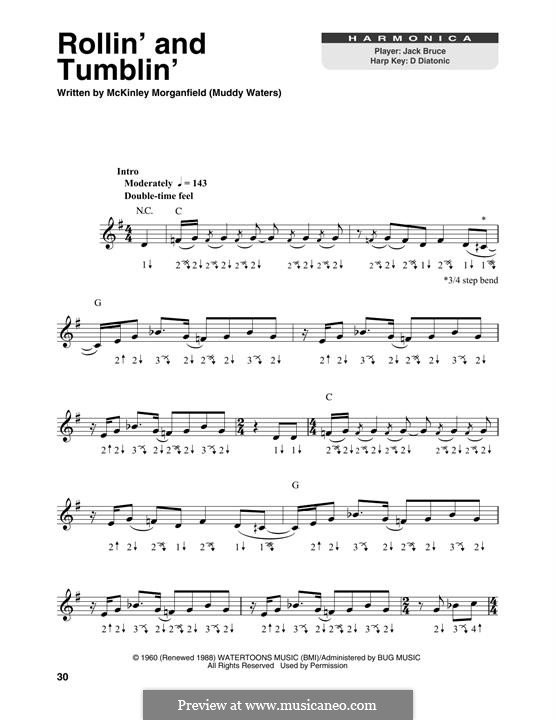 Rollin' and Tumblin' (Cream): For harmonica by Muddy Waters