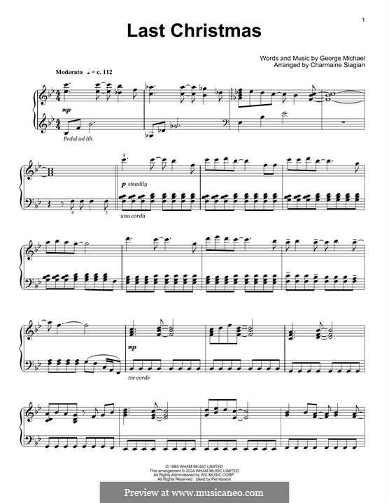 Last Christmas (Wham!): For piano by George Michael