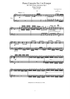 Concerto for Four Violins and Strings No.1 in D Major, RV 549: Arrangement for piano by Antonio Vivaldi