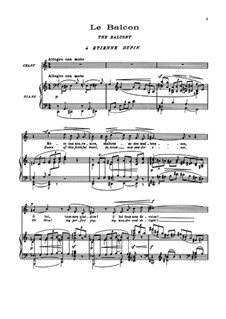 Five Poemes by Baudelaire, L.64: No.1 Le balcon by Claude Debussy