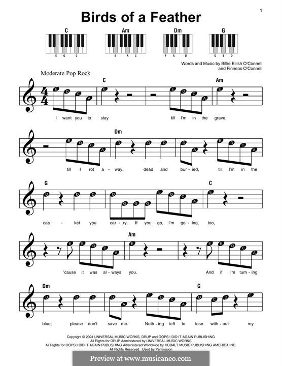 Birds of a Feather (Billie Eilish): For piano by Finneas O'Connell