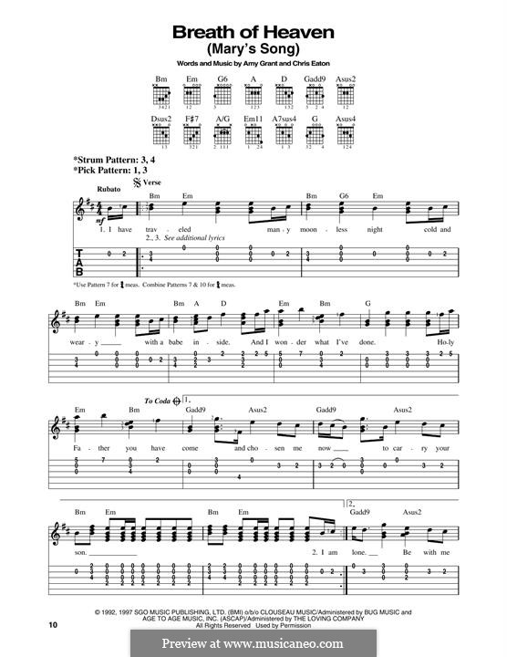 Breath of Heaven (Mary's Song): For guitar by Chris Eaton