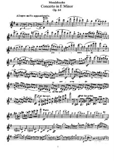 Concerto for Violin and Orchestra in E Minor, Op.64: Violin solo part by Felix Mendelssohn-Bartholdy