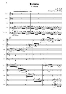 Toccata in D Minor, BWV 913: For strings by Johann Sebastian Bach