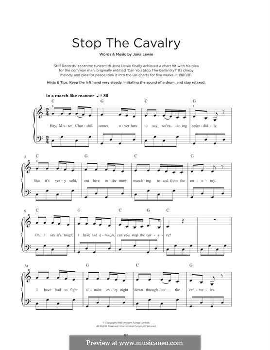 Stop the Cavalry: For piano by Jona Lewie