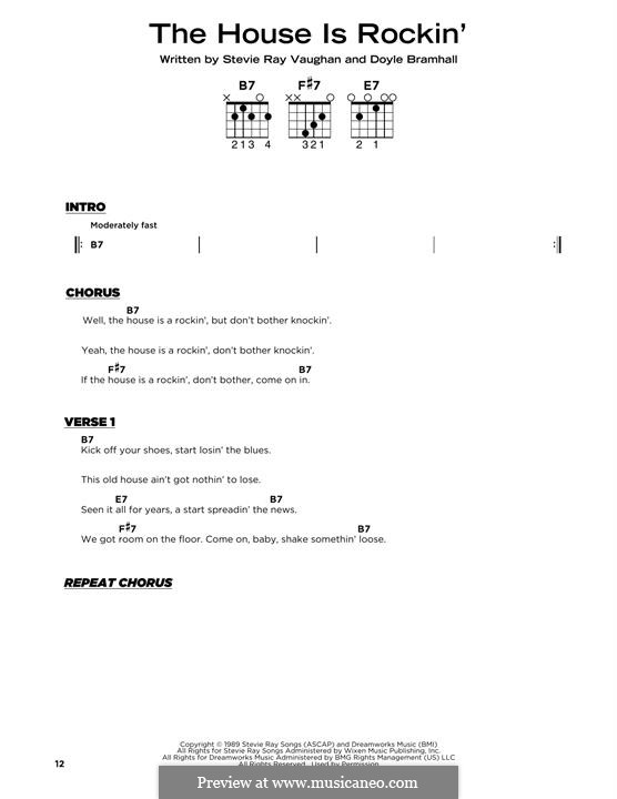 The House Is Rockin' (Stevie Ray Vaughan): Lyrics and guitar chords by Doyle Bramhall