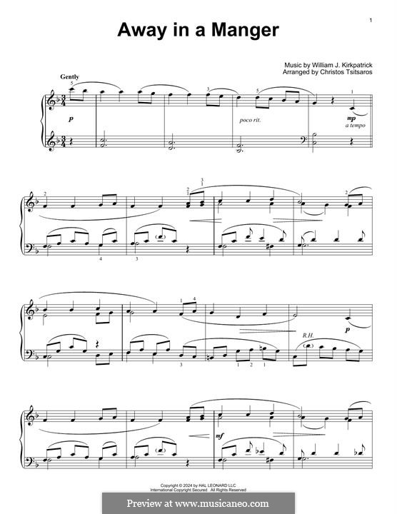 Away in a Manger: For piano by William (James) Kirkpatrick