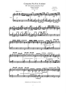 Concerto for Two Violins and Strings No.8 in A Minor, RV 522: Version for piano by Antonio Vivaldi