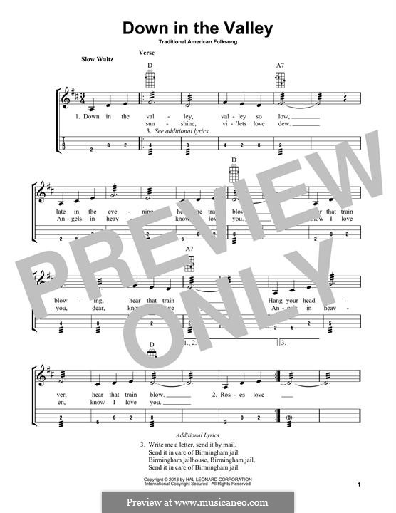 Down in the Valley: For mandolin by folklore