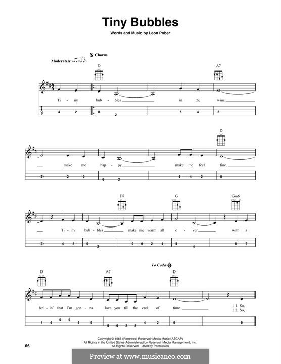 Tiny Bubbles (Don Ho): For mandolin by Leon Pober