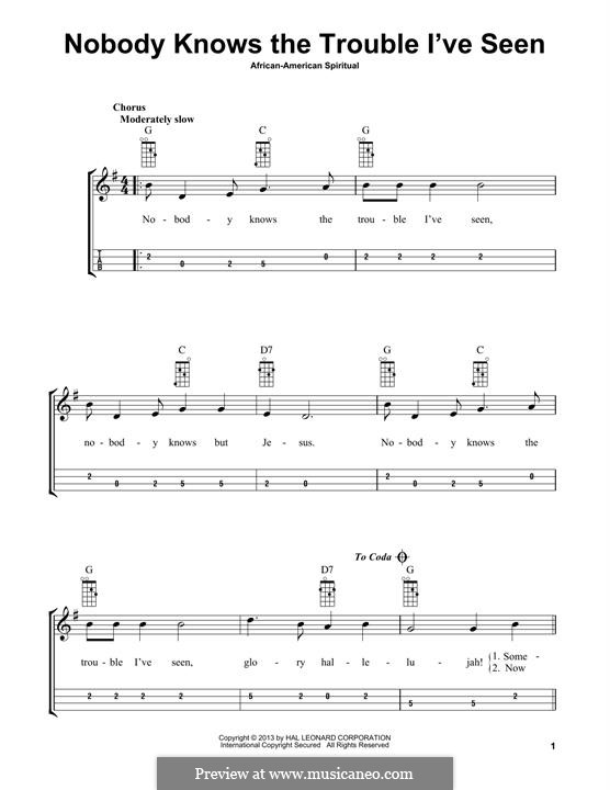 Nobody Knows the Trouble I've Seen: For mandolin by folklore