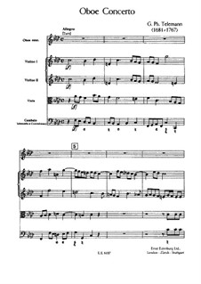 Concerto for Oboe, Strings and Basso Continuo in F Minor, TWV 51:f1: Full score by Georg Philipp Telemann
