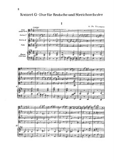 Concerto for Viola, Strings and Basso Continuo in G Major, TWV 51:G9: Full score by Georg Philipp Telemann