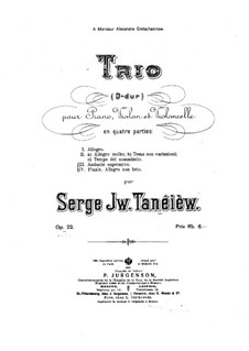 Piano Trio in D Major, Op.22: Full score by Sergei Taneyev