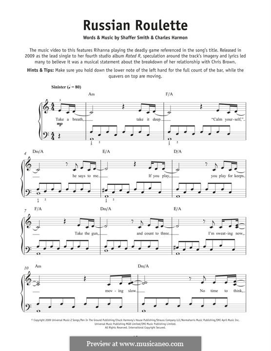 Russian Roulette (Rihanna): For piano by Charles Harmon, Ne-Yo