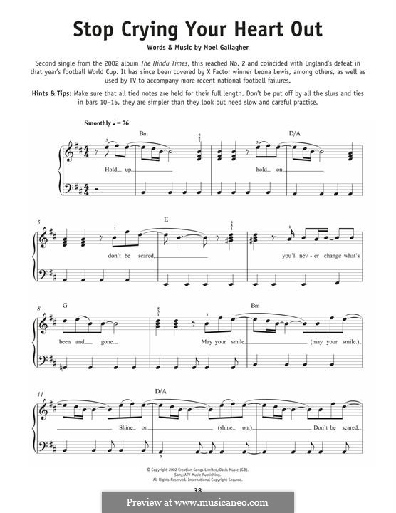 Stop Crying Your Heart Out (Oasis): For piano by Noel Gallagher