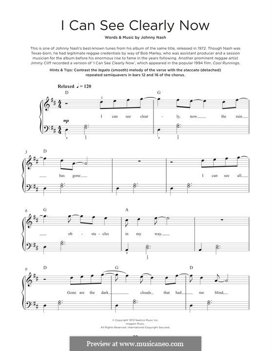 I Can See Clearly Now: For piano by Johnny Nash