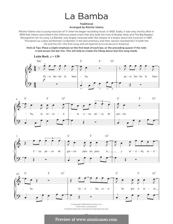 La Bamba: For piano by folklore