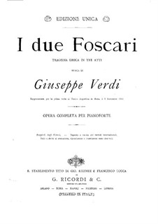 I due Foscari (The Two Foscari): For piano by Giuseppe Verdi