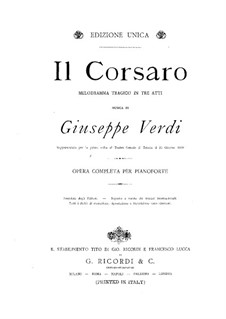 Il corsaro: For piano by Giuseppe Verdi